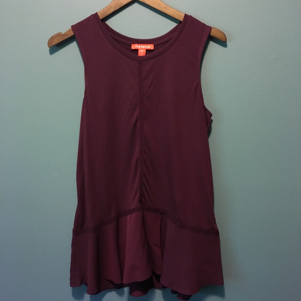Joe Fresh Maroon Sleeveless Shirt